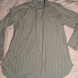 Charles Tyrwhitt Men's Green Checkered Button-Down Shirt